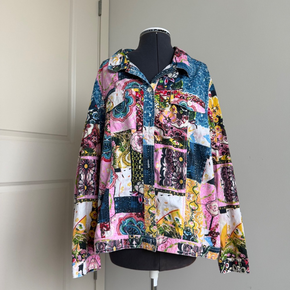 Vintage Floral Print Patchwork Boho Chic Oversized Jacket